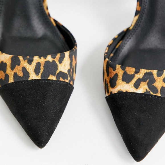 ASOS DESIGN picked up leg tie pointed high heels in leopard US10 - Picture 4 of 8